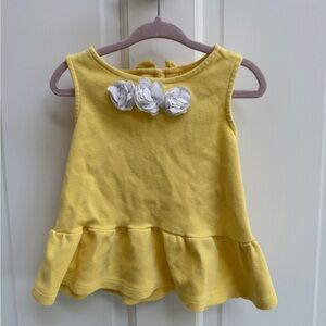 Janie and Jack 3T Girls Yellow Short Sleeve Top Blouse with White Floral Design
